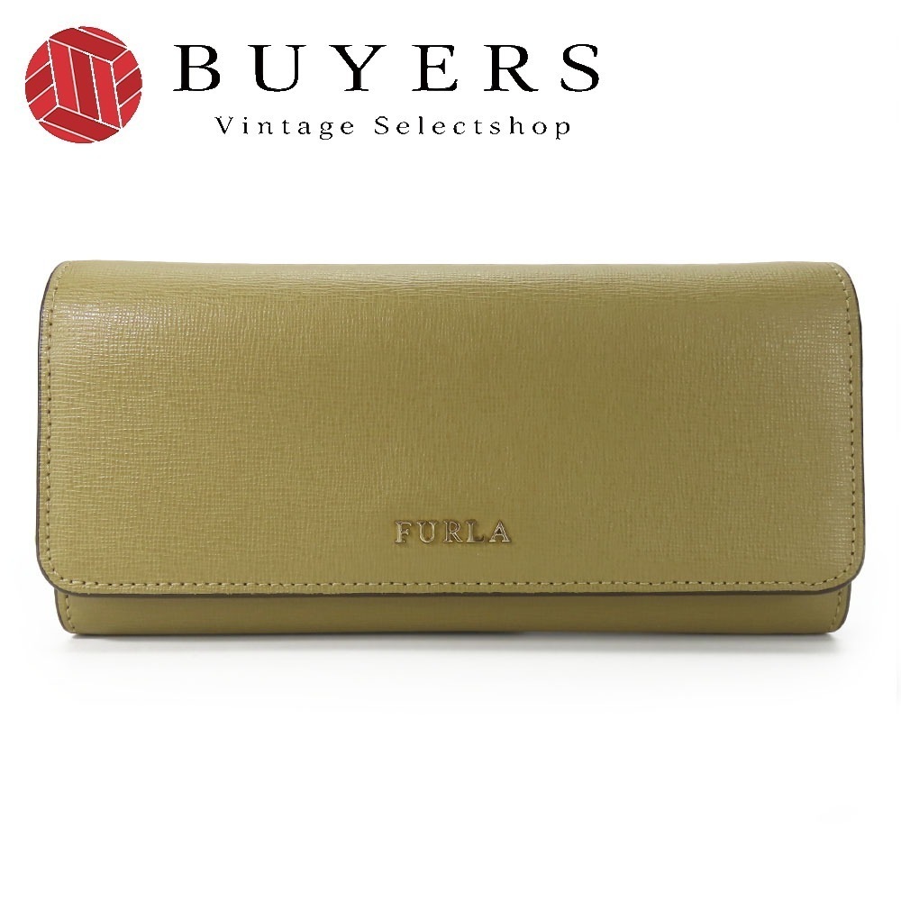 中古 長財布 レザー カーキ ゴールド金具 二つ折り 普段使い レディース 女性