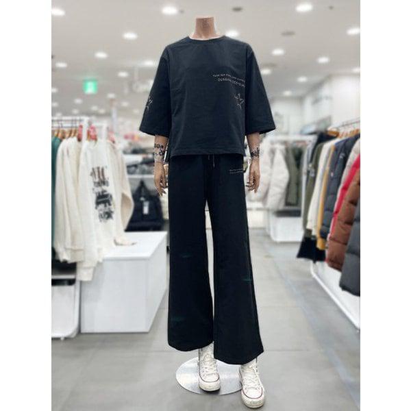 女性用 星プリント 7分袖Tシャツ_セットアップ上着(JR1TSF816BK)_DG