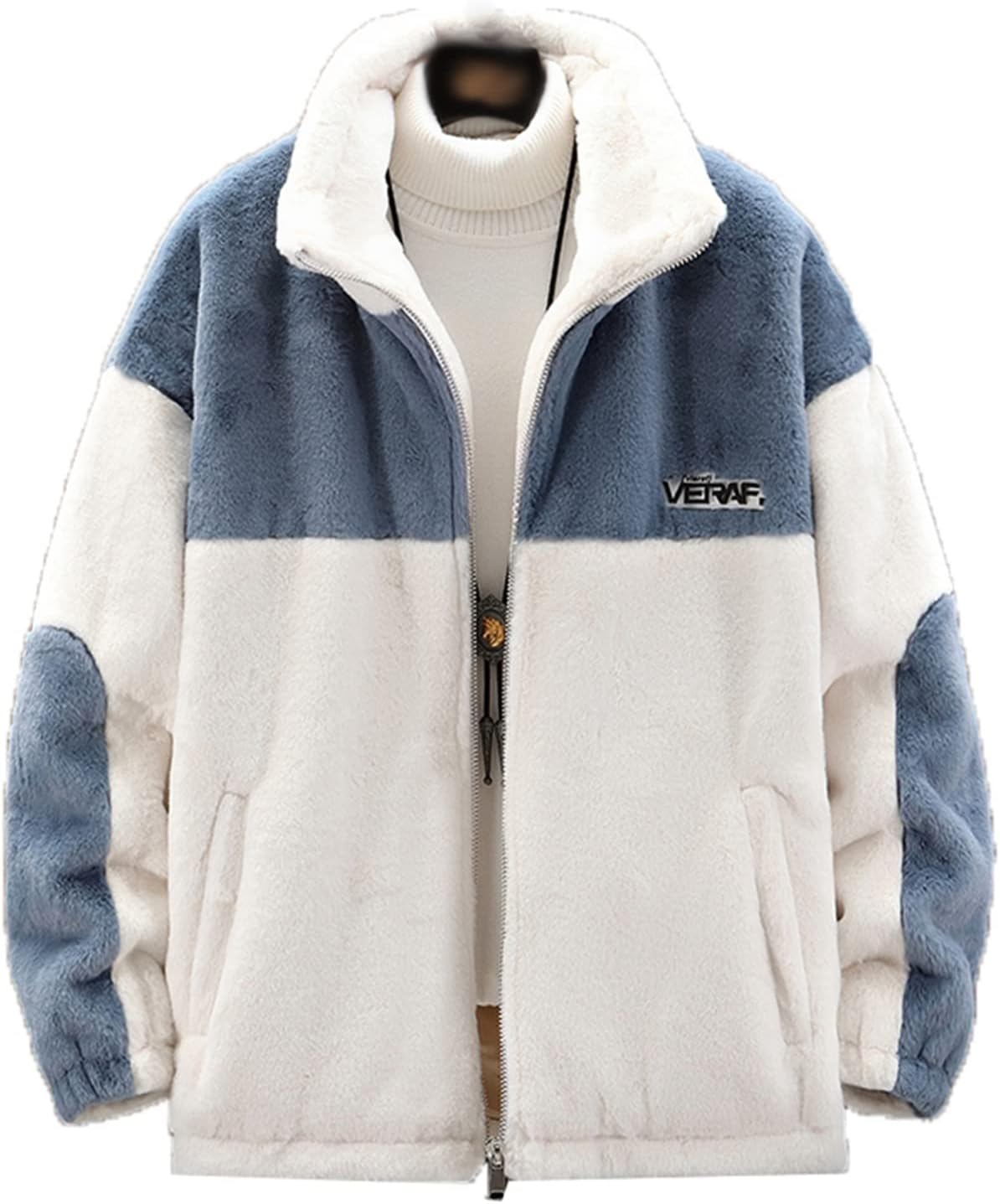 ボア中綿ジャケット フリースブルゾン メンズ ハイネック 保温 防寒 秋冬服 パッチワーク コート スタジャン ジャンパー 厚手 シンプル 男性服 通勤通学 アウター 韓国 11,706円