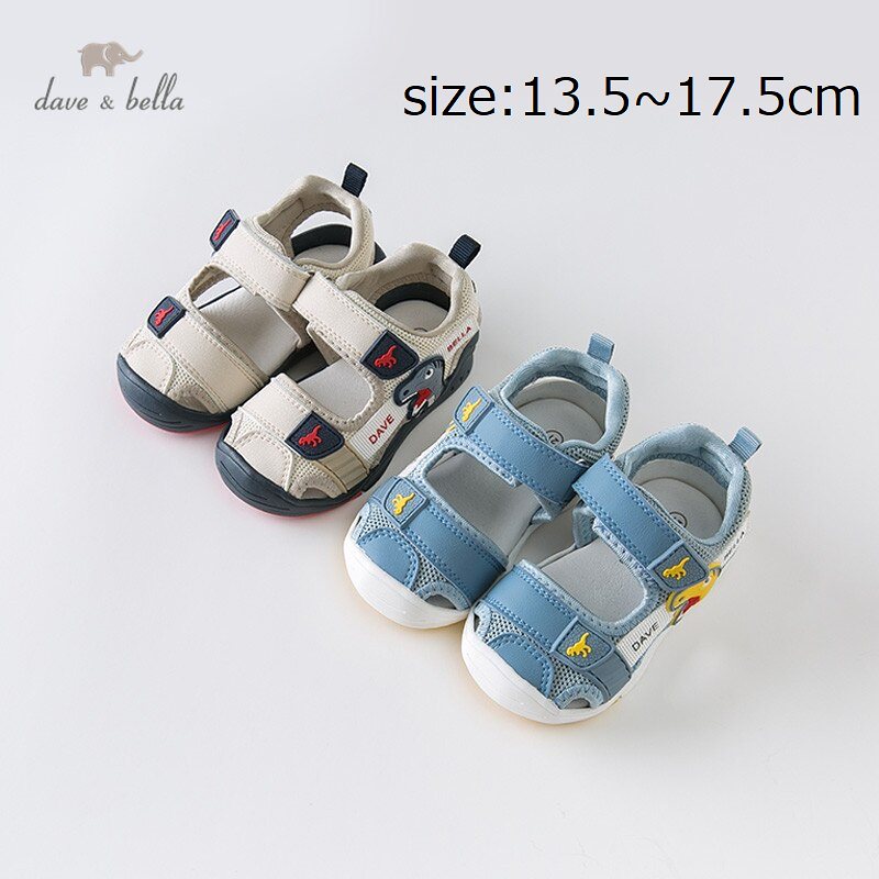 直輸入正規品dave and bella 13.517.5cm サンダル 恐竜モチーフ カーキ グレーブルー 男の子 夏