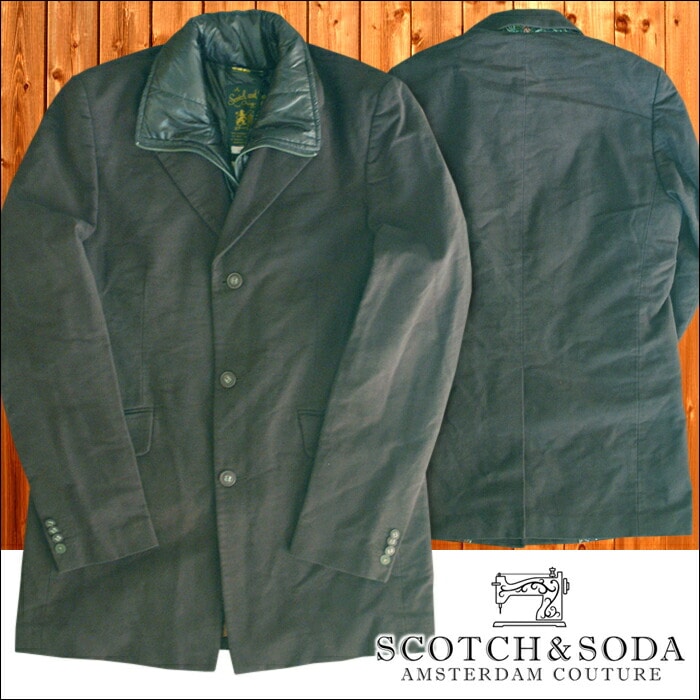 スコッチ&ソーダ スコッチアンドソーダ scotch&soda メンズ インナーベスト付き チェスターコート ブラックブラウン アウター ジャケット トップス カジュアル サーフ セレブ ストリート