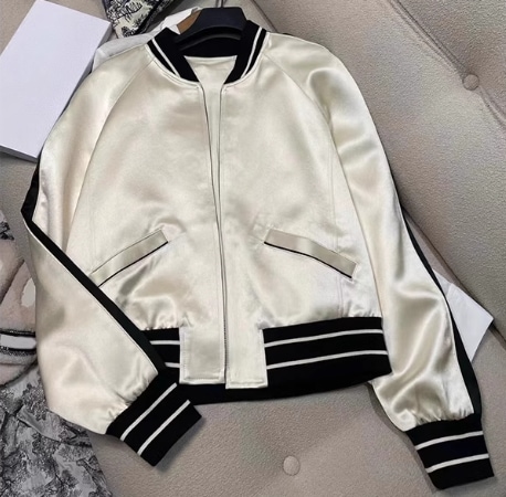 レディース トップス アウター 上着 スカジャン ストリート ファスナー ポケット リブ バイカラー 配色 きれいめ シンプル カジュアル 上品 おしゃれ かっこいい レトロ エスニック エキゾチック