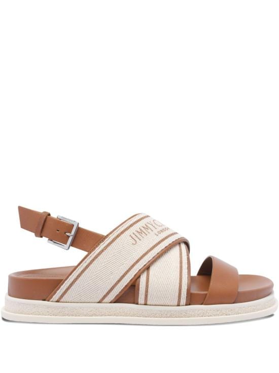 JIMMY CHOO Women Sandals JOASANDALFLAT FRJTAN LATTE TAN Leather Brown
