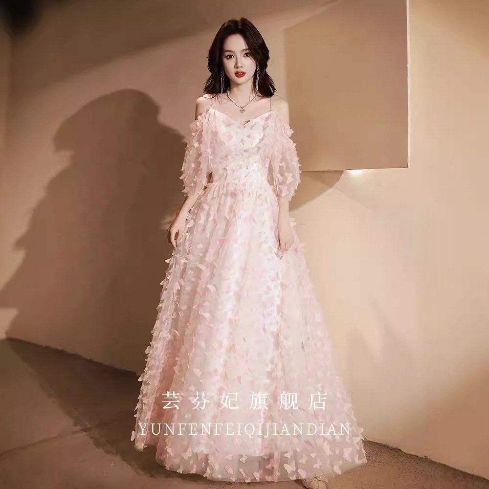 高級イブニングドレス誕生日パーティー女性気質のホストフレンチスタイルの高級妖精の成人式サスペンダードレス 5,423円