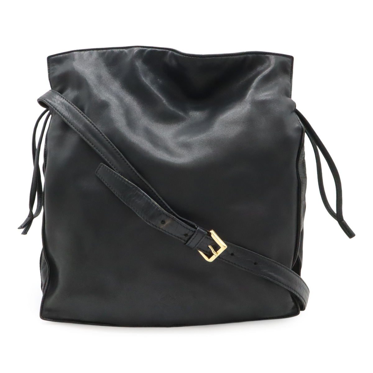 フラメンコ アナグラム ショルダーバッグ セミショルダー 斜め掛け ナッパレザー ブラック 黒 ゴールド金