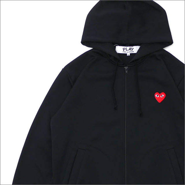 プレイ コムデギャルソン PLAY COMME des GARCONS MEN S RED HEART ZIP UP JERSEY PARKA パーカー BLACK 212-001017-051