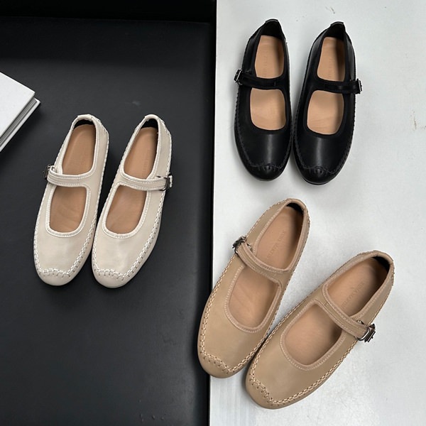 バレエシューズ パンプス ストラップ フラット レディース ぺたんこ ペタンコ 黒 ブラック アイボリー ベージュ 歩きやすい カジュアル シンプル 靴 婦人靴 韓国