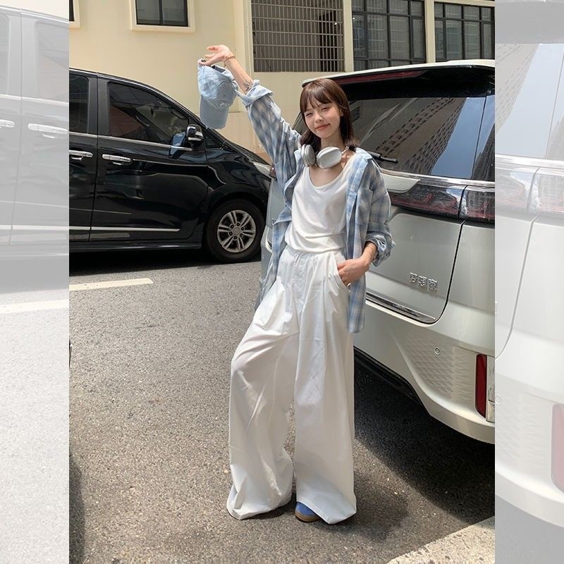 ゆったり リラックス風 青 ギンガム シャツ レディース 長袖 可愛い カジュアル 重ね着 ins アウター55