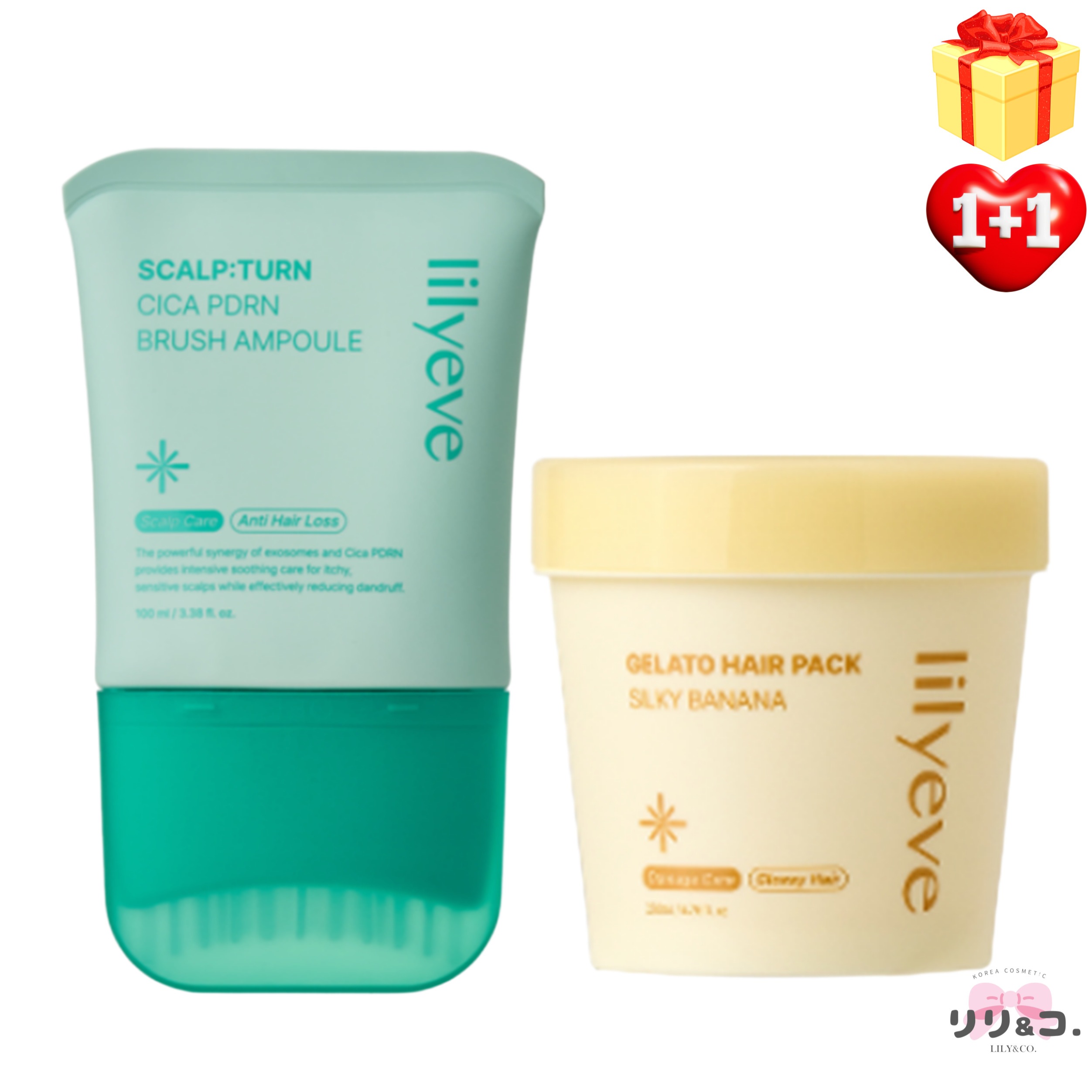 [韓国ヘアケア 1+1] リリーイーブ スカルプターン シカ PDRN アンプル 100ml+ リリーイーブ リペアターン ジェラート ヘアパック シルキーバナナ 200ml 大容量 頭皮ケア