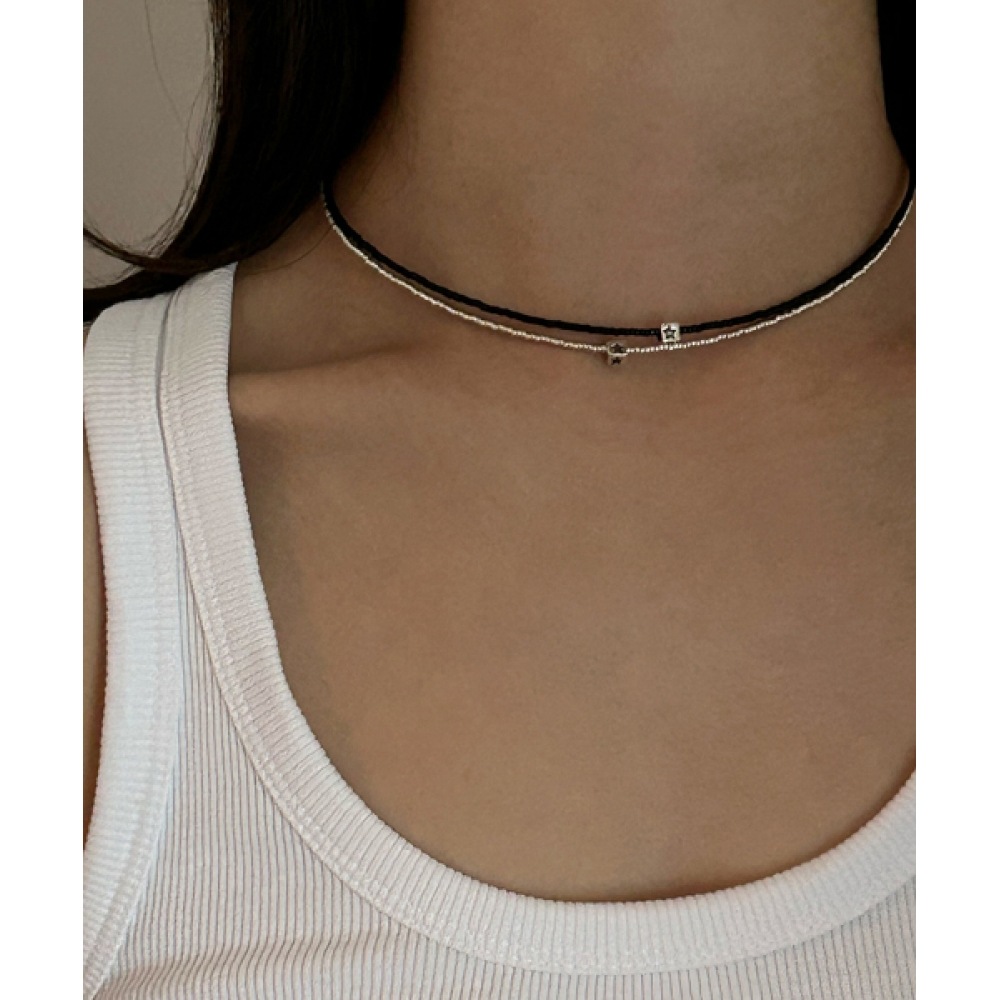 SICKFUMEDOT シルバー スターキューブ ネックレス - ブラック & シルバー