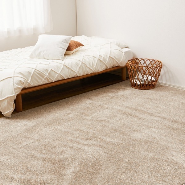 ラグマット 絨毯 江戸間6畳 約261x352cm ベージュ 日本製 消臭 抗菌 防臭 ホットカーペット 床暖房可 リビング 引っ越し