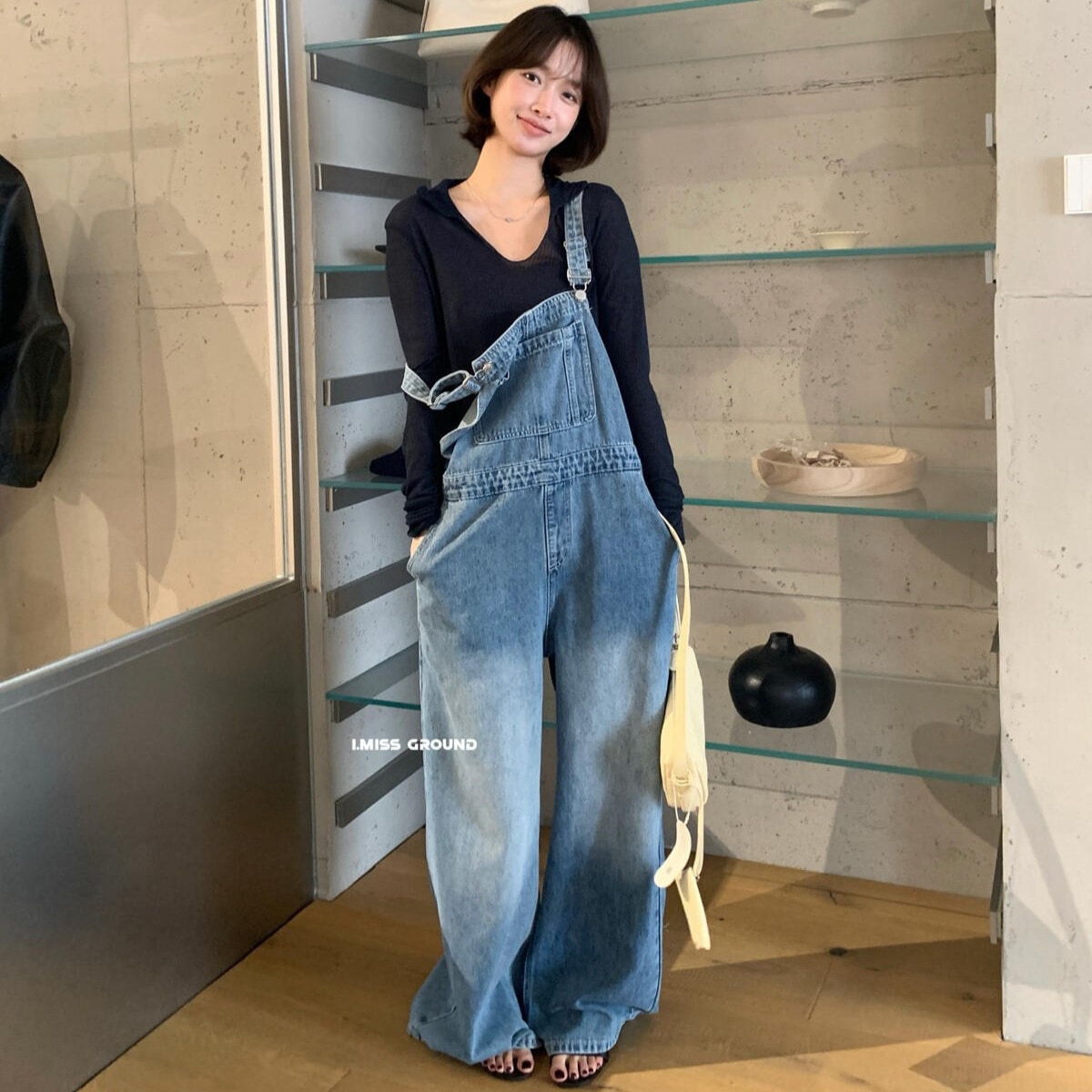 2026春夏韓国風ファッショナブルシンプル気質ウォッシュカジュアル万能デニムオーバーオールレディース R6079