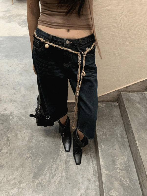 레트로 스트레이트 카프리 데님 팬츠