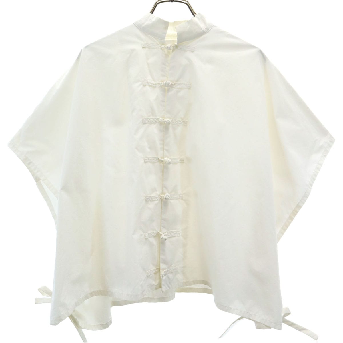 日本製 半袖 スタンドカラー シャツ ホワイト系 レディース 古着