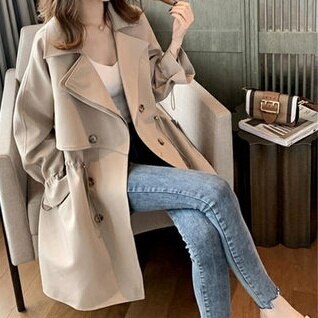 3color レディース アウター コート トレンチコート 袖あり 長袖 Vネック 襟付き Aライン