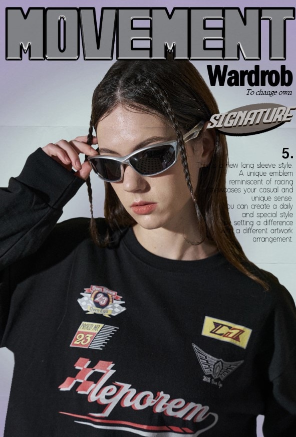 レーシング レフォルム ロングスリーブ ブラック & ホワイト　UNISEX 5,780円