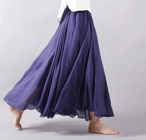 3140.ロング丈 シンプルフレアスカート（ネイビー）2019 春夏秋 無地 通勤通学 普段使い カジュアル