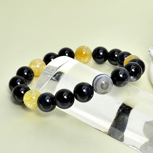 パワーストーン ブレスレット 財運 10mm 仕事運 厳選ブレス ホークスアイ ルチルクォーツ 天眼石 AAAAA 天然石 メンズ