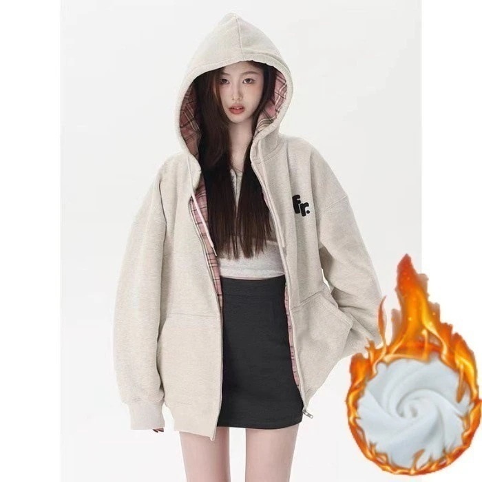 パーカー 無地 アウター oversize トップス 薄手 裏起毛 スウェット 韓国 パーカー ファスナートレーナー T スポーツウェア ゆったり 4,073円