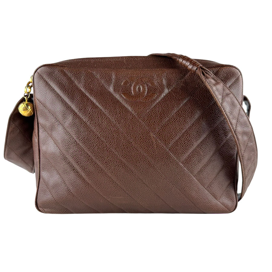 シャネル CHANEL ショルダーバッグ キャビアスキンレザー ブラウン レディース z10032