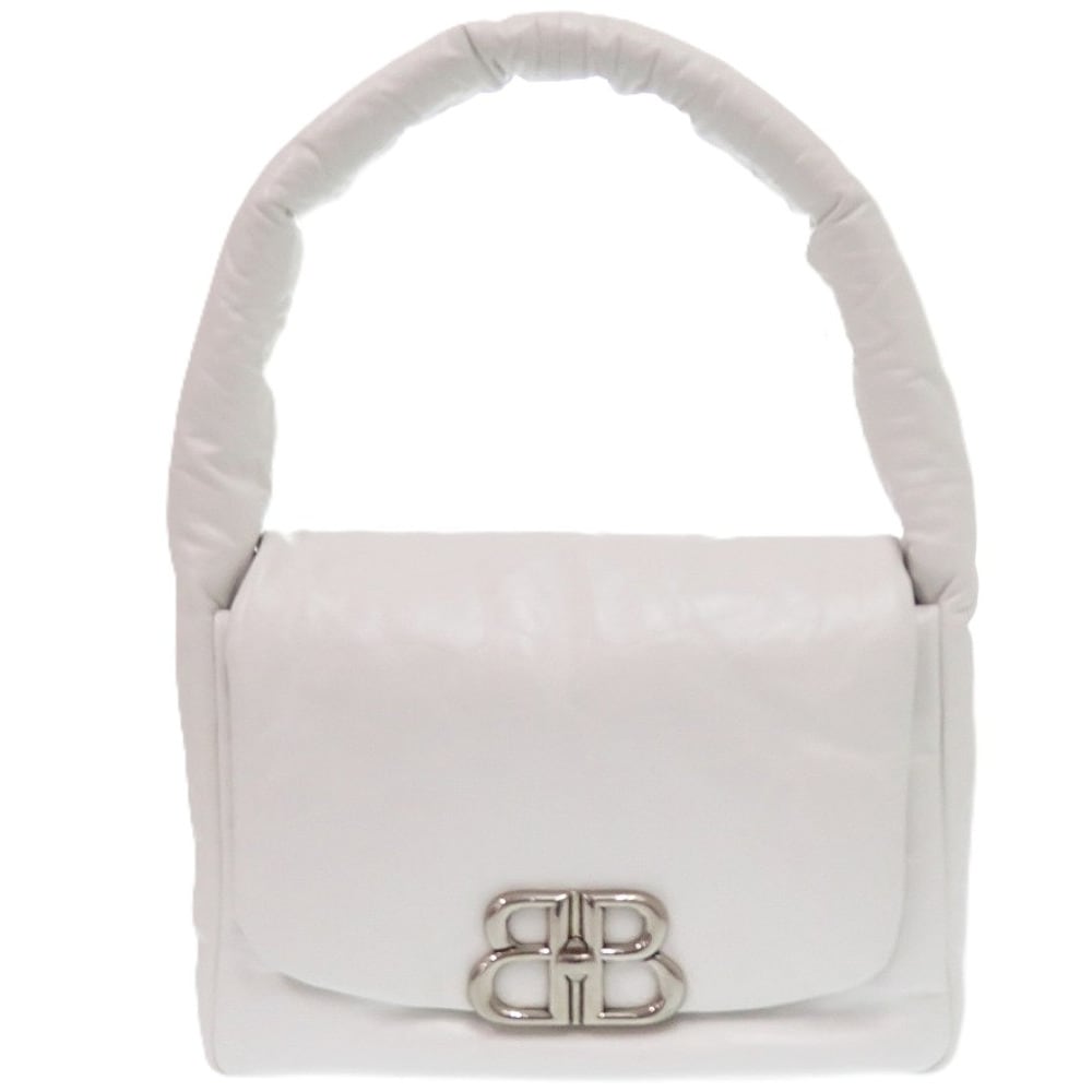 新品同様 モナコ ワンショルダーバッグ ハンドバッグ レザー/レザー ホワイト 0332【中古】 レディース