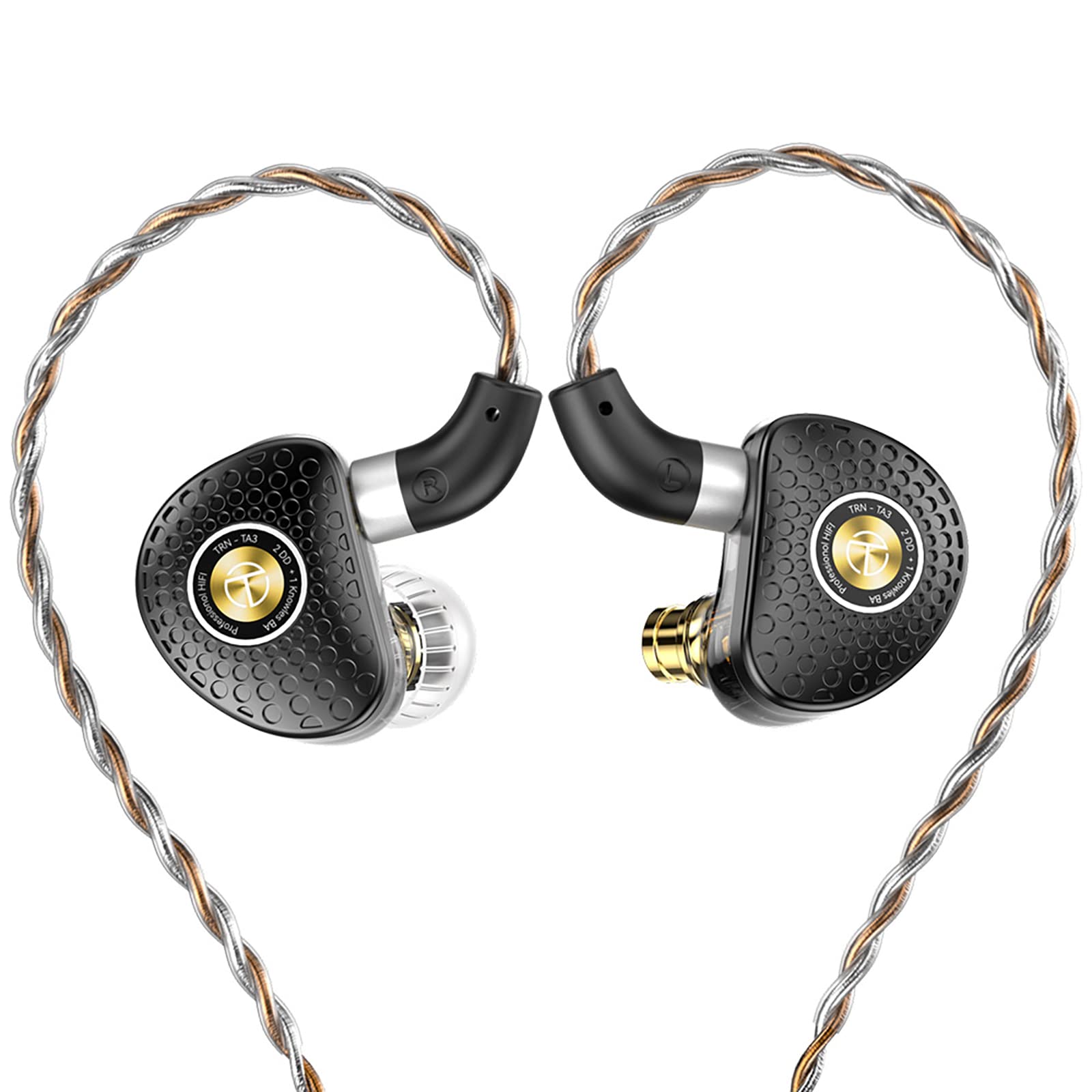 LINSOUL TRN TA3 2DD+1BAハイブリッド型HiFiダイナミックイヤホン 密閉型設計が採用キャビティ リケーブル可能 3.5mmステレオプラグ (10mm低音＋6mm中高音)ベリリウム
