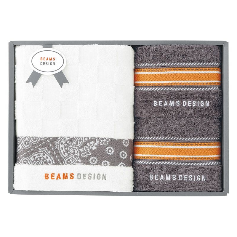 DESIGN チェッカーバンダナ バスタオル&フェイスタオル2P グレー