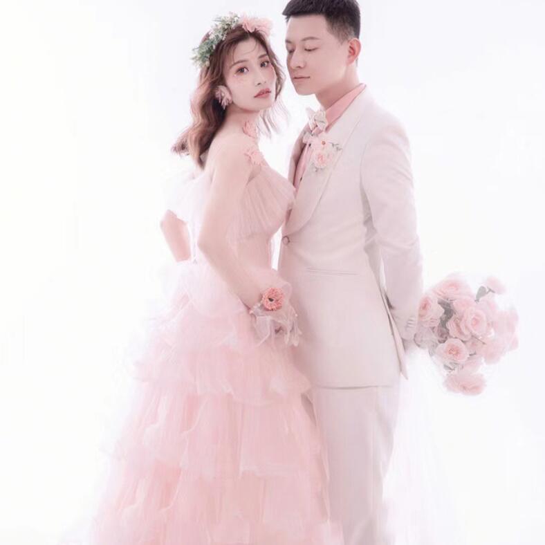 カラードレス フォトウェディング撮影 きれいめ 高級感 ウェディングドレス ロング 花嫁ドレス お姫様 成人式ドレス 卒業式ドレス 披露宴 ワンピース 前撮りドレス 後撮り コンサート オフショルダー