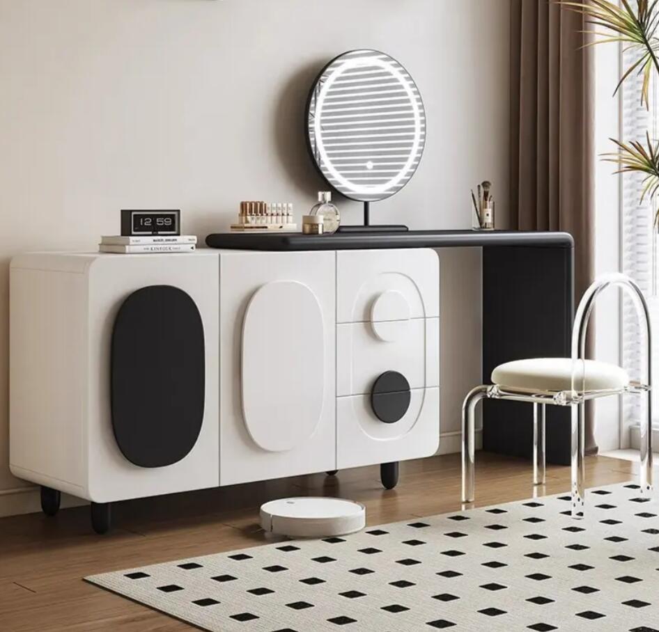 モダンメイクアップドレッサーテーブル＋キャビネットミラー付きドレッシングテーブルLEDミラー ヴィンテージ無垢材ドレッサーテーブル＋キャビネット共通モダンミニマリストマスターベッドルーム