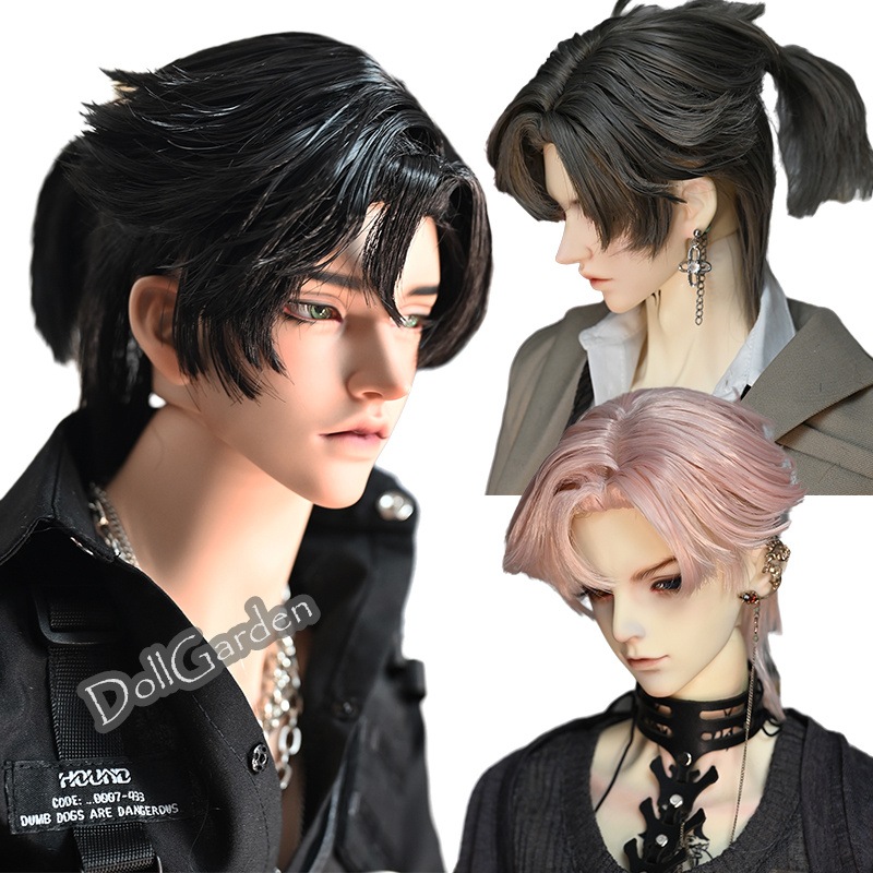 BJDドール用ウィッグ スタイル カールショート パーマ 小さなおさげ グレー ブラック ピンク ホワイト SD/小顔SDサイズ球体関節人形用 高温糸