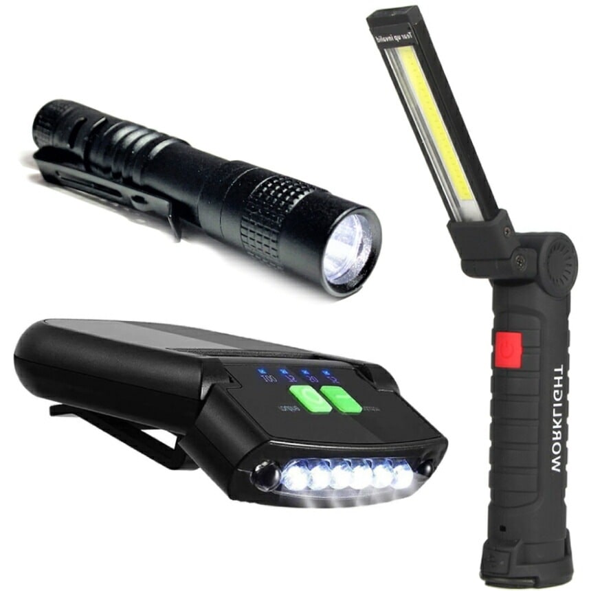 作業灯 3種 セット LEDライト 照明 キャップライト 帽子取付け 帽子ライト ペン型 ミニ懐中電灯 ペンライト LED投光器 釣り DIY 作業効率