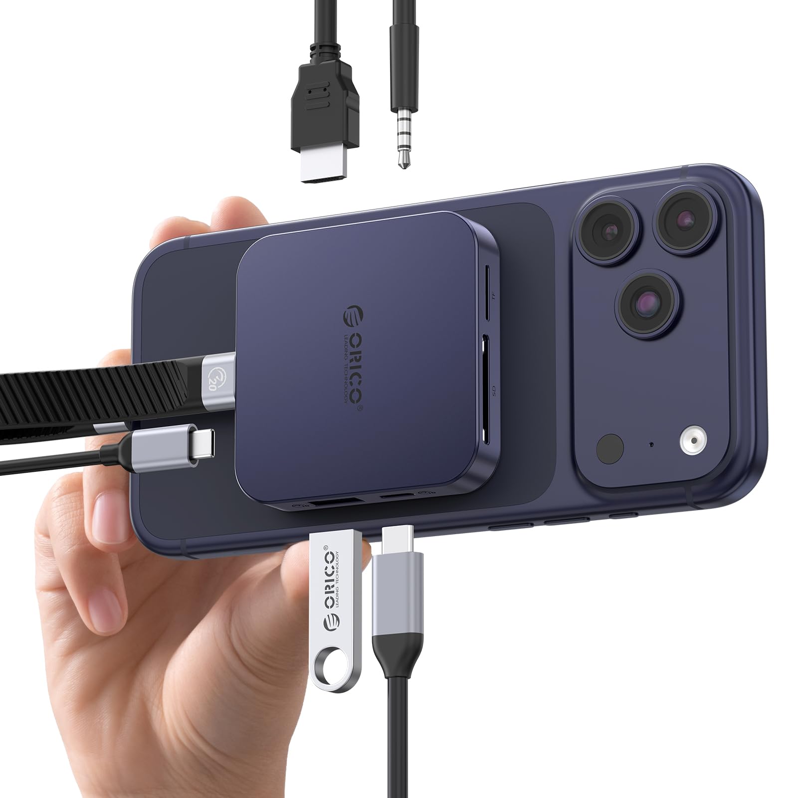 ORICO マグネット式 M.2 ドッキングステーション 8-IN-1 USB C ハブ Magsafe対応 10Gbps M.2 2230 NVMe SSDケース HDMI4K@60Hz/10Gbp