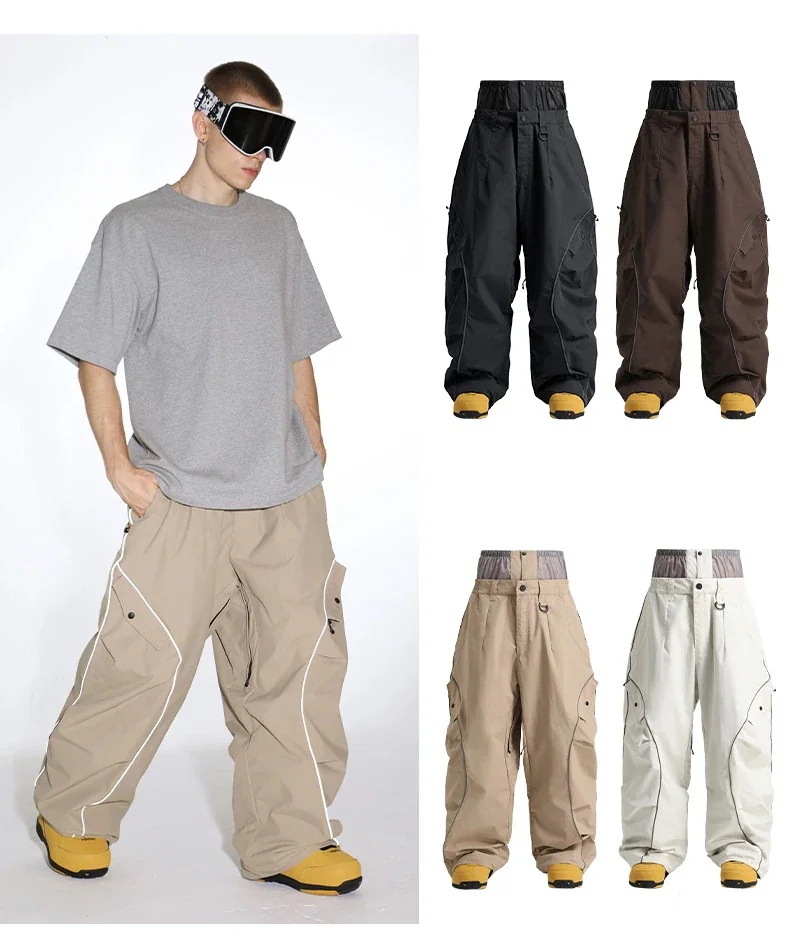 高品質のスキー用具！スノーボードウェア 20スノボパンツ 耐水圧20000 メンズ レディース ズボン 光反射ライン 黒 カーキ ベージュ コーヒー 撥水3L風スノボウェア スノーウェア スキーウェア