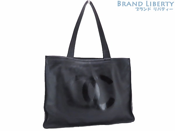 美品シャネルヴィンテージココマークロゴレザーショルダートートバッグブラックレザー