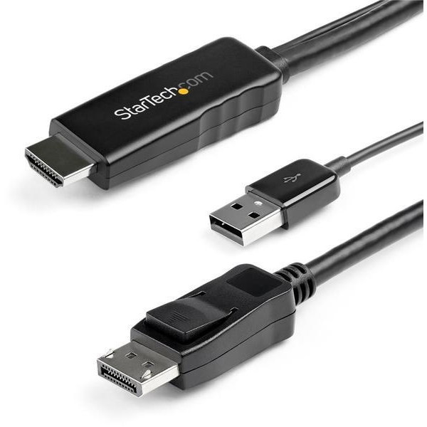 HD2DPMM2M ブラック HDMI - DisplayPort変換ケーブル 2m USBバスパワー対応 4K/30Hz HDMIからDiplayPortに変換するアクティブコンバータ