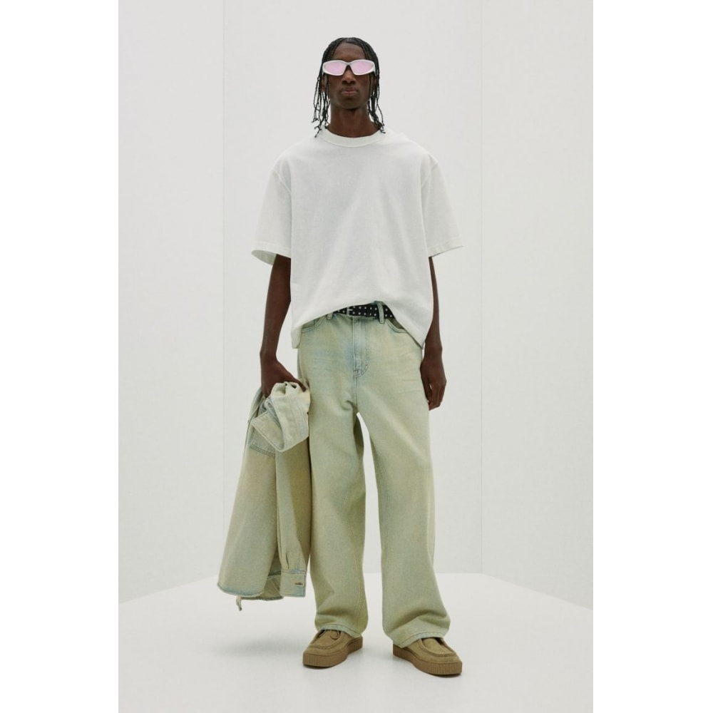 H&M ボクシーフィットウォッシュ T シャツホワイト