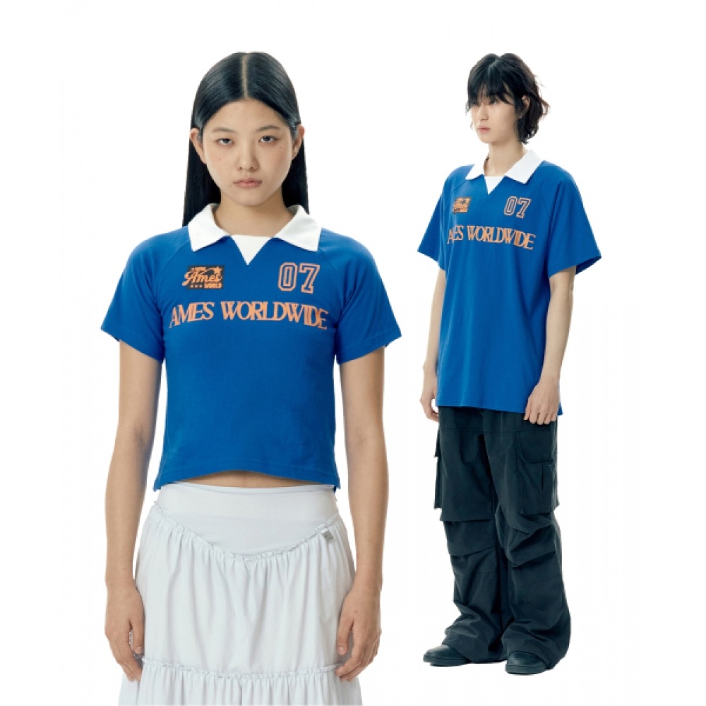 エイムズワールドワイドスポーティーカラーTシャツブルー