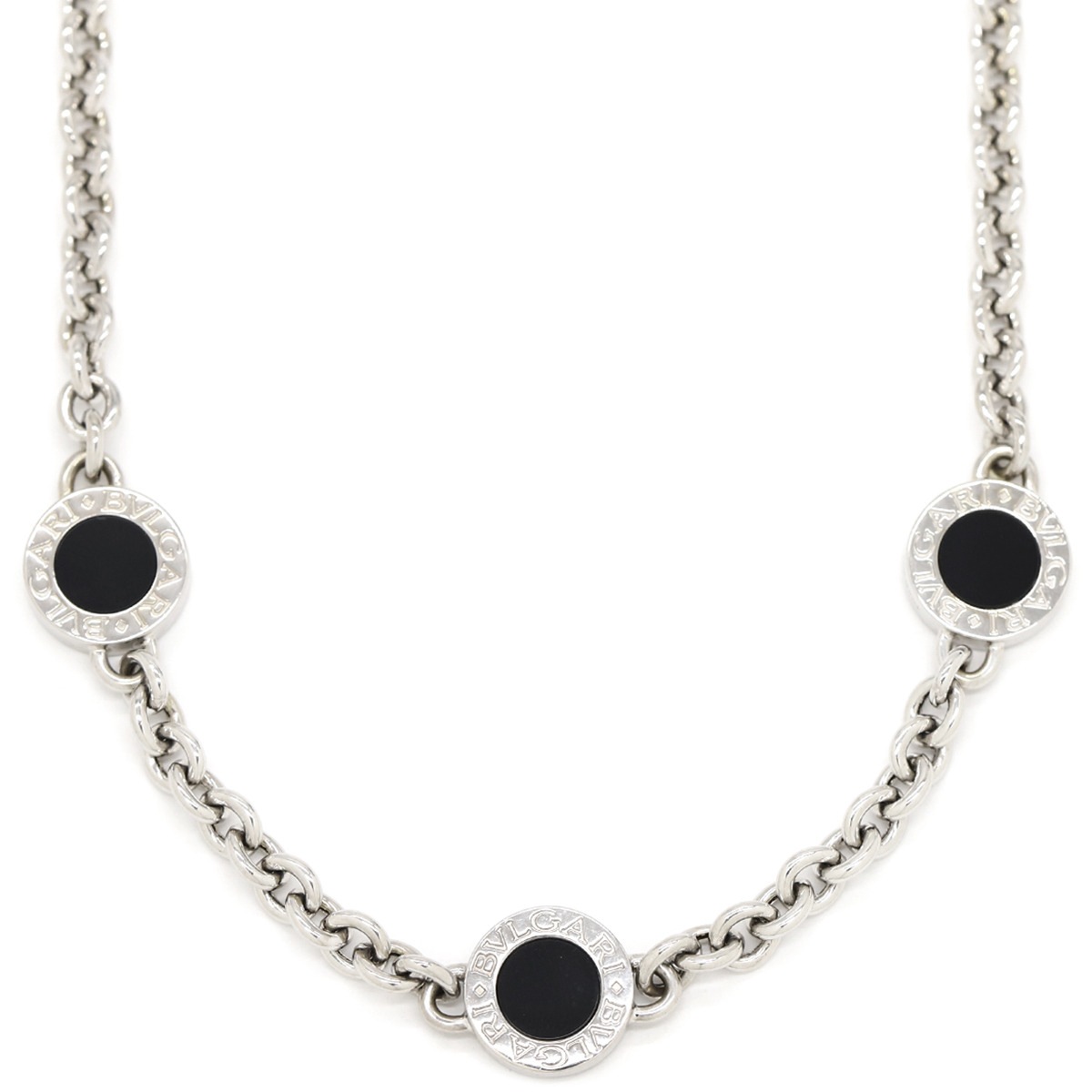 ブルガリ BVLGARI ネックレス ブルガリブルガリ オニキス3P K18WG オニキス ブラックXホワイトゴールド 18K 750 18金 【中古】