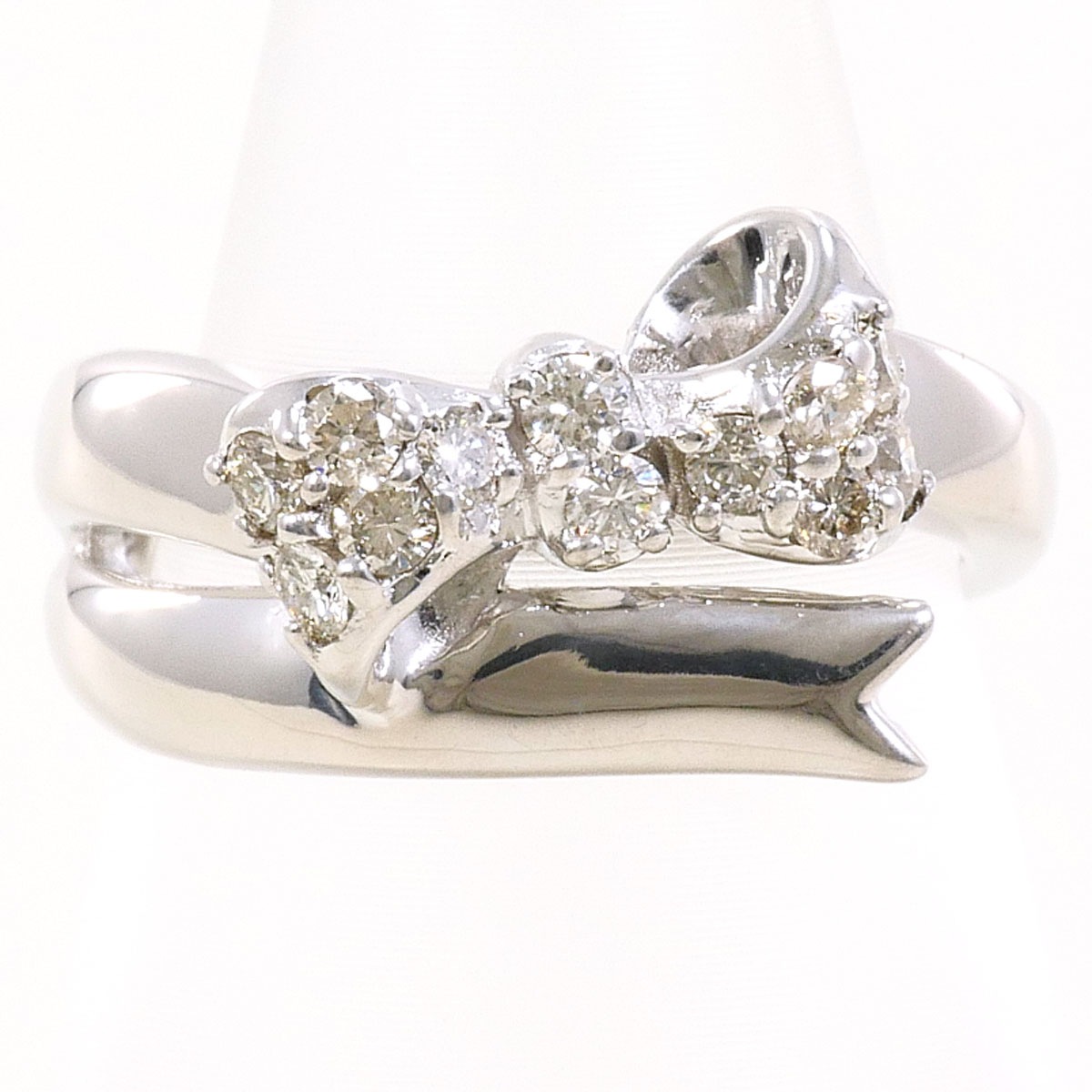 K18 18金 WG ホワイトゴールド リング・指輪 2号 ダイヤモンド 0.20ct 鑑別書 総重量約3.5g 中古