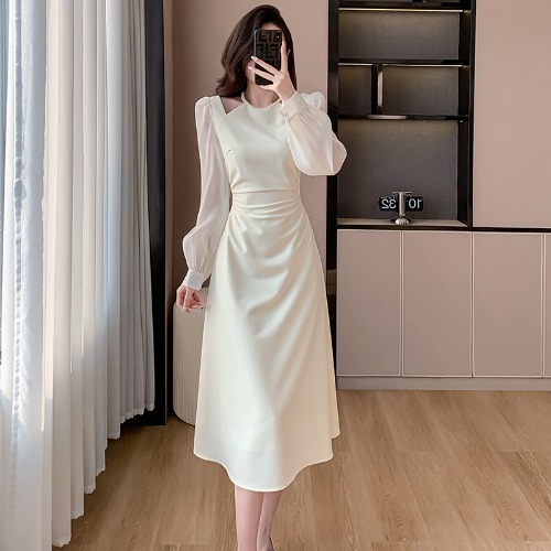 春服小香風気質高級感長袖ワンピース女2024年新型スリムフィットイブニングドレススカート