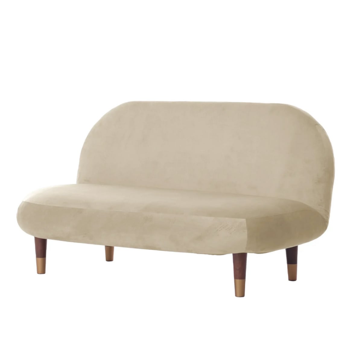 【I】【代引不可】セルタン ラウンドソファ 2人掛け ベロア ベージュ A1465 くすみカラー かわいい ソファ コンパクト 一人暮らし ワンルーム【代引不可/沖縄・離島