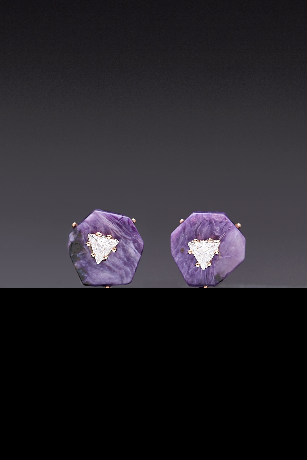 [HAZINA] Charoite Core Poise Earrings [Option-Earclip ｱﾍﾂ硎