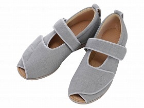 徳武産業 あゆみシューズ 介護靴 施設用 オープンマジックIII 7E グレー 両足3Lサイズ 7032