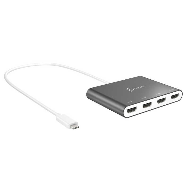 J5　[USB-C オスメス HDMIx4] 変換アダプタ シルバー　JCA366
