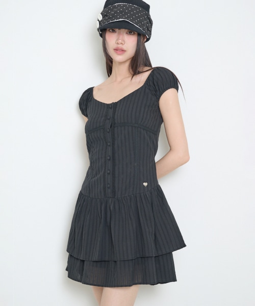 【ILLIGO】 PUFF FRILL DRESS BLACK 正規品