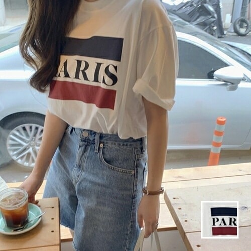 Tシャツ カットソー 韓国 ファッション レディース 春 夏 カジュアル コーデ シンプル 定番 セレカジ 20代 30代 40代 2025 オーバーサイズ ロゴ トリコロール ラフ