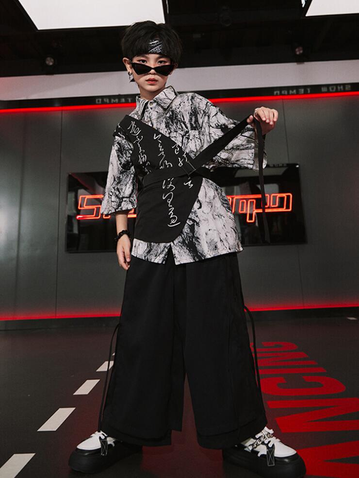 子供ダンス衣装 K-POP 応援団 Tシャツ 男の子 キッズジャズ 女の子 イベント hiphop 3点セット jazz パンツ ベスト ヒップホップ 団体服 レッスンダンスウェア 子供服 ストリート