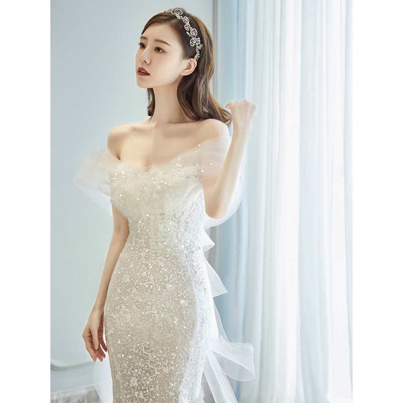 ウェディングドレス エンパイア 二次会ドレス 花嫁ドレス 大きいサイズ パーティー ロングドレス 演40-258