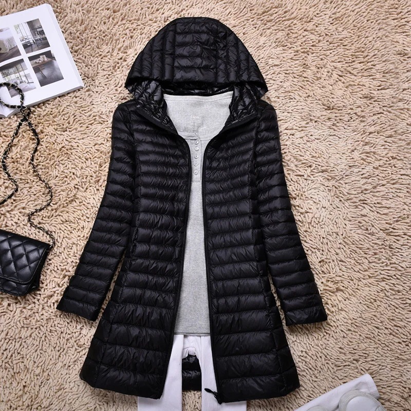 人気沸騰ダウンコートロングコートレディース防寒軽量冬フード付きダウンアウターダウンジャケットキルティング暖かい