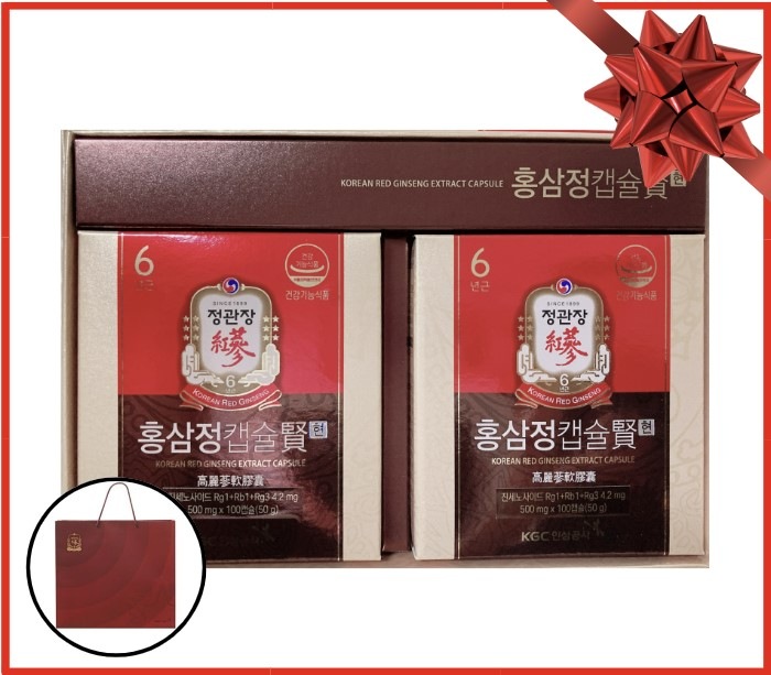 [韓国 食品] 紅参錠カプセル賢 (Gift set) 500mg x 100カプセルx 2+ 紙袋(追加構成,販売を含む), おちゅうげん 6,478円